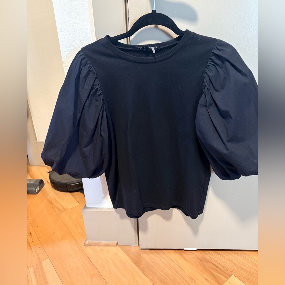 English Factory Black Puff Sleeve Top